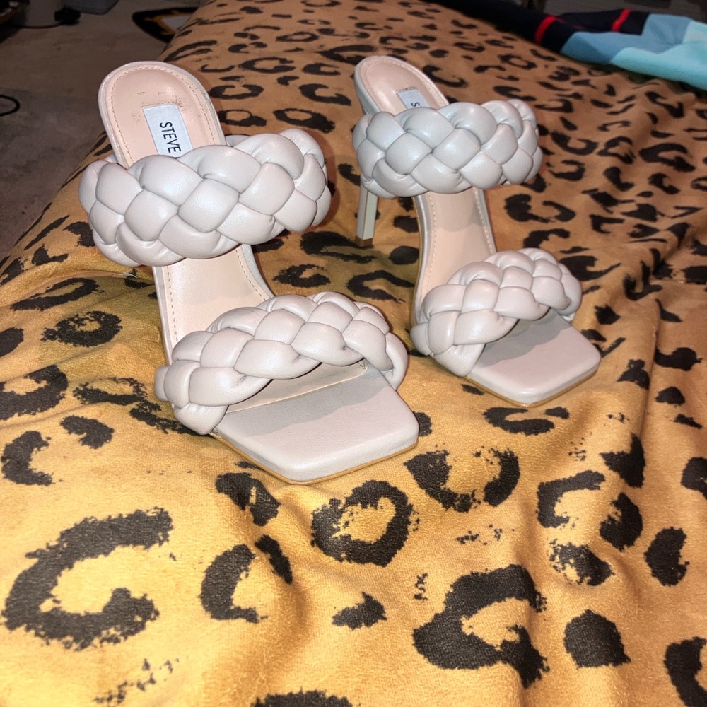 Steve Madden Women's Braided Heeled Sandals - Light Gray